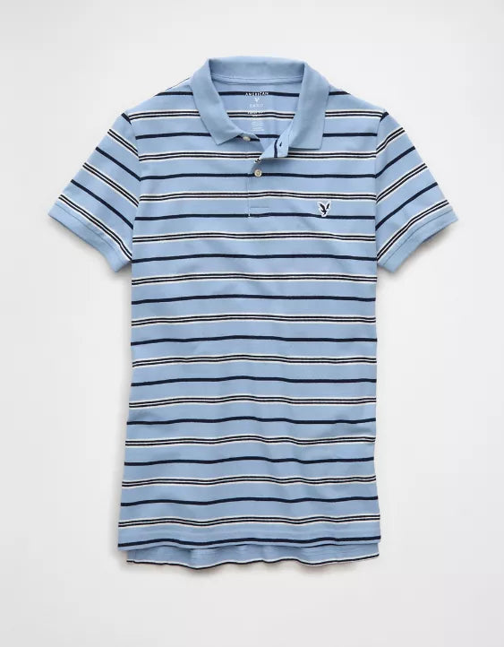 American Eagle AE Slim Fit Stretch Striped Polo Shirt