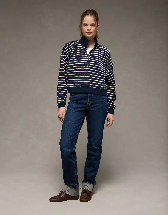 American Eagle AE Half-Zip Waffle Fleece Sweatshirt