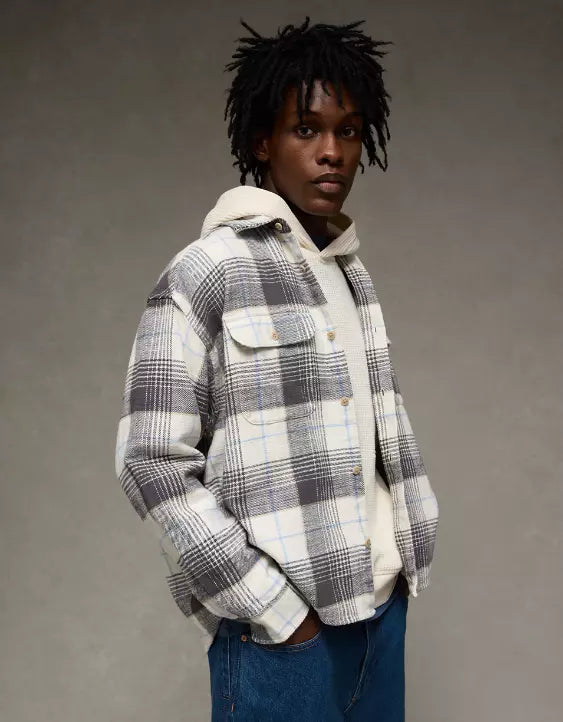 American Eagle AE Boxy Flannel Shirt