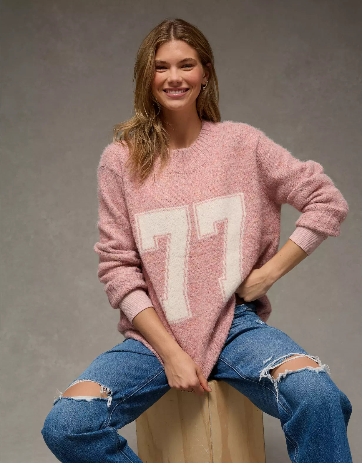 American Eagle AE Oversized Faux Mohair Wide Cuff Sweater