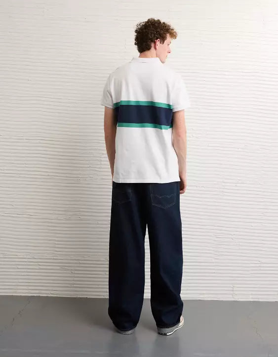 American Eagle AE Slim Fit Stretch Striped Polo Shirt