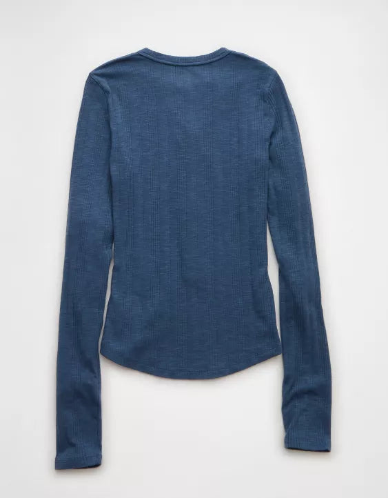 American Eagle AE Long Sleeve Henley T-Shirt