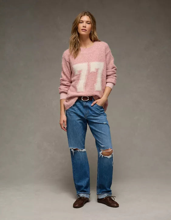 American Eagle AE Oversized Faux Mohair Wide Cuff Sweater
