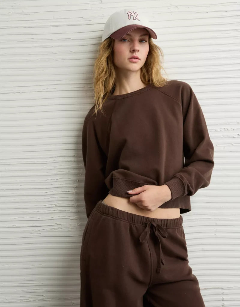 American Eagle AE Cropped Raglan Sweatshirt