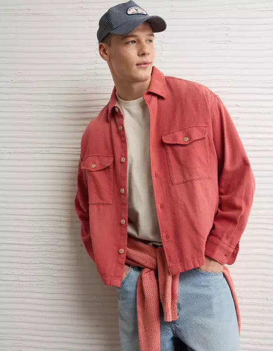 American Eagle AE Boxy Flannel Shirt