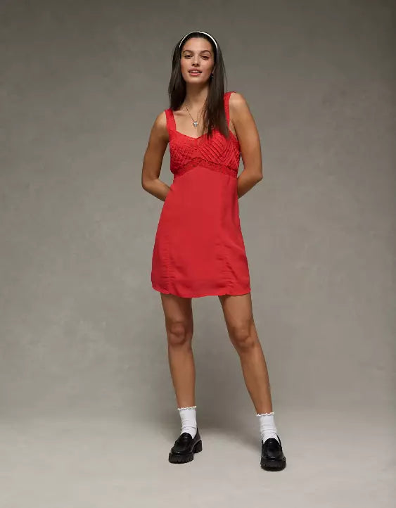 American Eagle AE Lace Slip Mini Dress