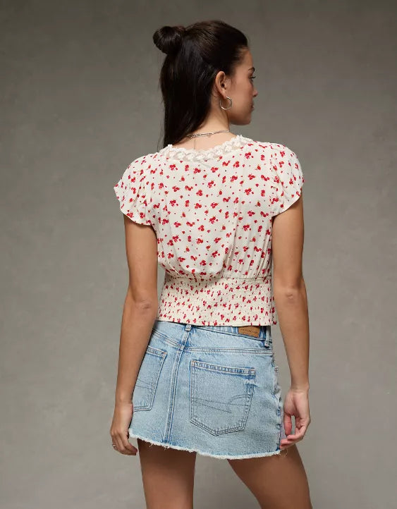 American Eagle AE Lace Trim Blouse
