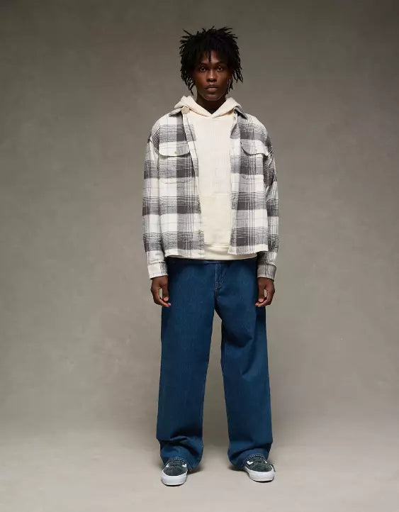 American Eagle AE Boxy Flannel Shirt