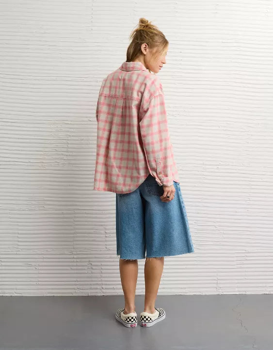 American Eagle AE Plaid Button-Down Shirt