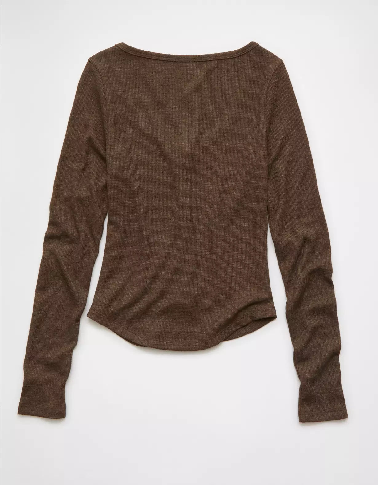 American Eagle AE Waffle Long Sleeve Button-Up Tee