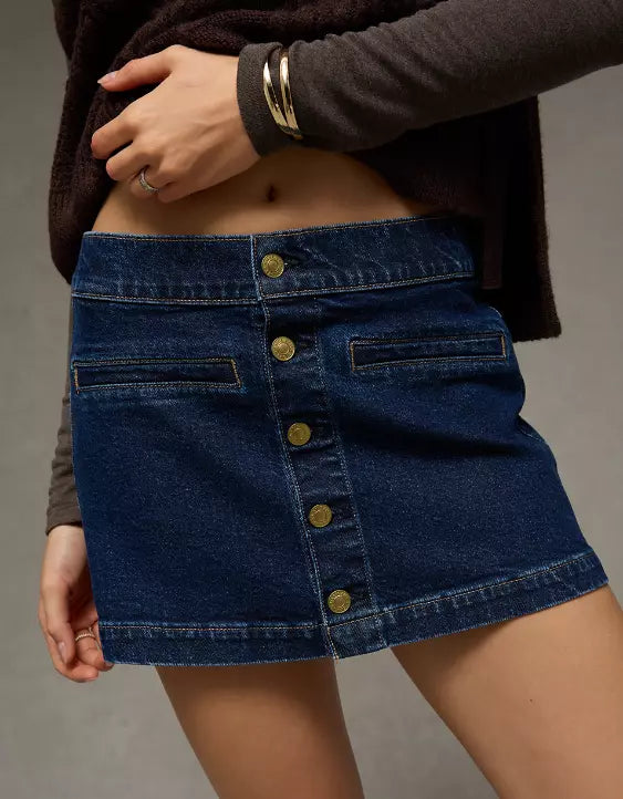 American Eagle AE Stretch Low-Rise Denim Mini Skirt