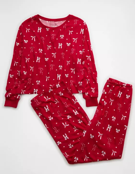 American Eagle AE Luxe Plush Long-Sleeve & Pant PJ Set
