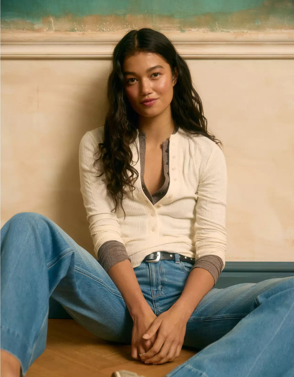 American Eagle AE Long Sleeve Henley T-Shirt