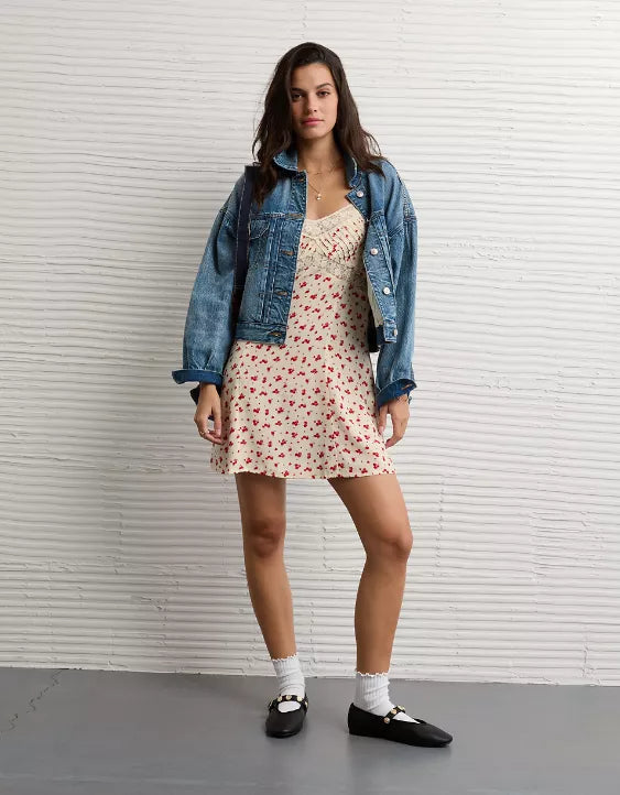 American Eagle AE Lace Slip Mini Dress