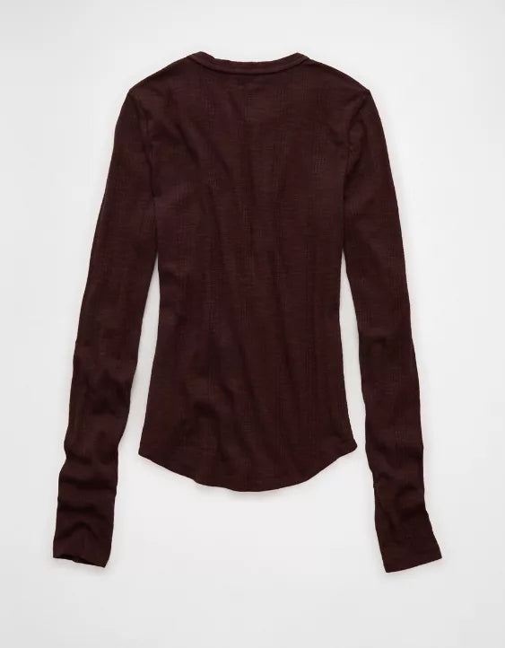 American Eagle AE Long Sleeve Henley T-Shirt