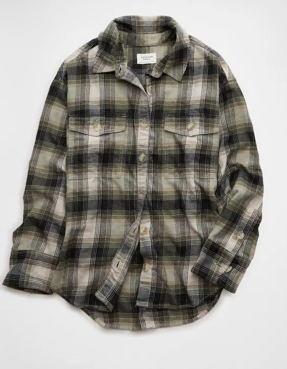 American Eagle AE Plaid Button-Up Shirt