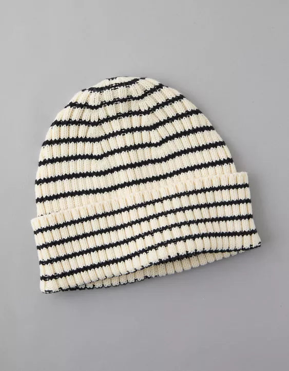 American Eagle AE Striped Ribbed Beanie