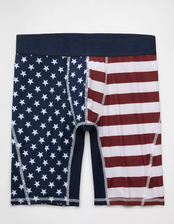 American Eagle AEO Men's USA Stars & Stripes 8″ Flex Boxer Brief