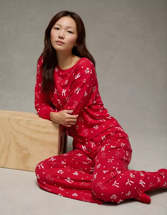 American Eagle AE Luxe Plush Long-Sleeve & Pant PJ Set