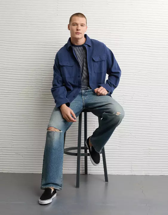 American Eagle AE Boxy Flannel Shirt