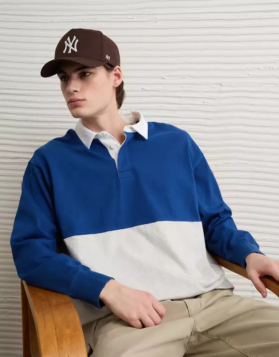 American Eagle AE Color Block Rugby Shirt