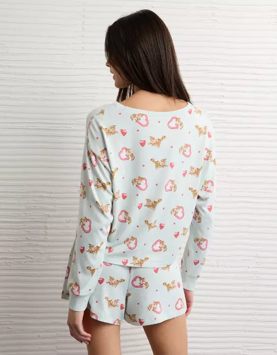 American Eagle AE Luxe Plush Kitten PJ Set
