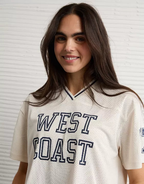 American Eagle AE Mesh Jersey Graphic T-Shirt