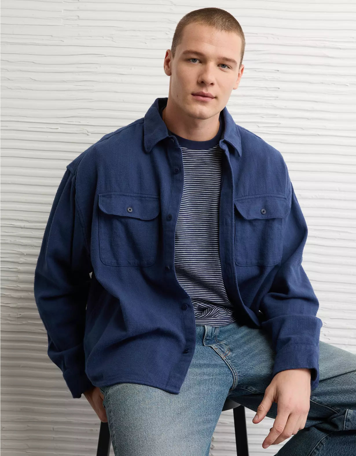 American Eagle AE Boxy Flannel Shirt
