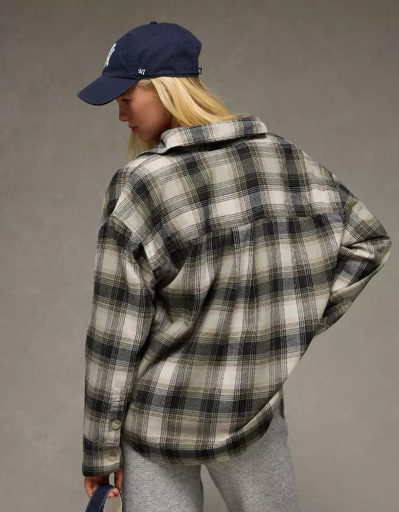 American Eagle AE Plaid Button-Up Shirt