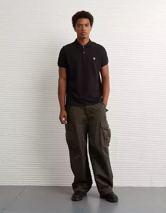 American Eagle AE Lived-In Slim Fit Pique Polo Shirt