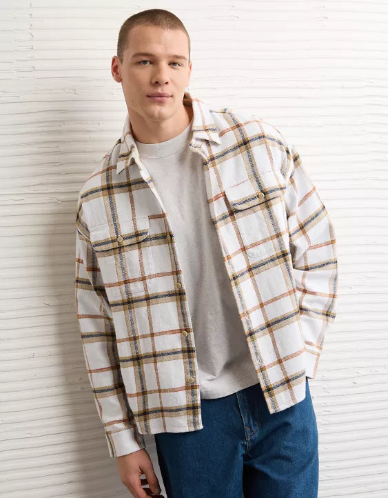 American Eagle AE Boxy Flannel Shirt