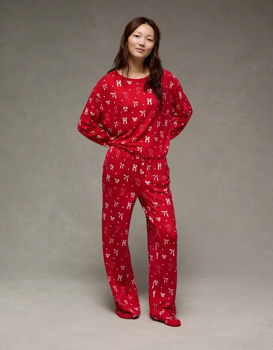 American Eagle AE Luxe Plush Long-Sleeve & Pant PJ Set