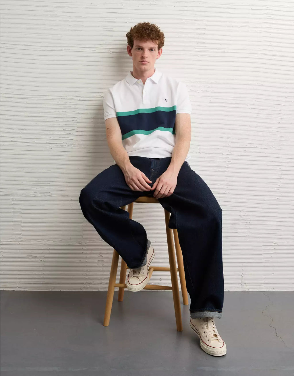 American Eagle AE Slim Fit Stretch Striped Polo Shirt