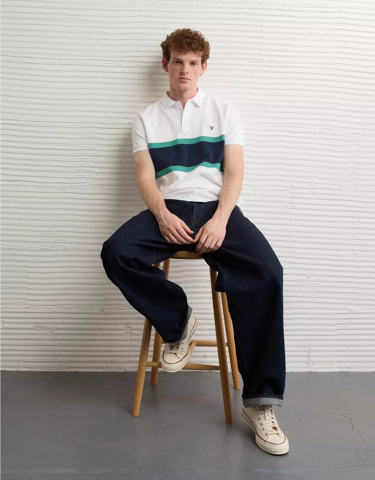 American Eagle AE Slim Fit Stretch Striped Polo Shirt