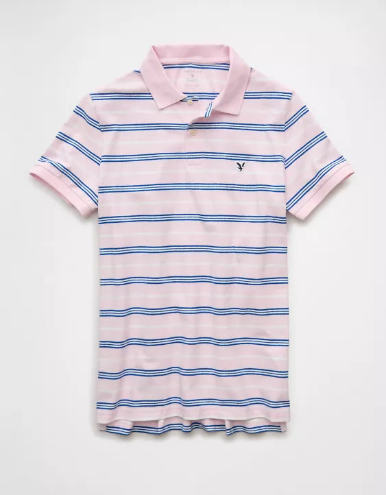 American Eagle AE Slim Fit Stretch Striped Polo Shirt