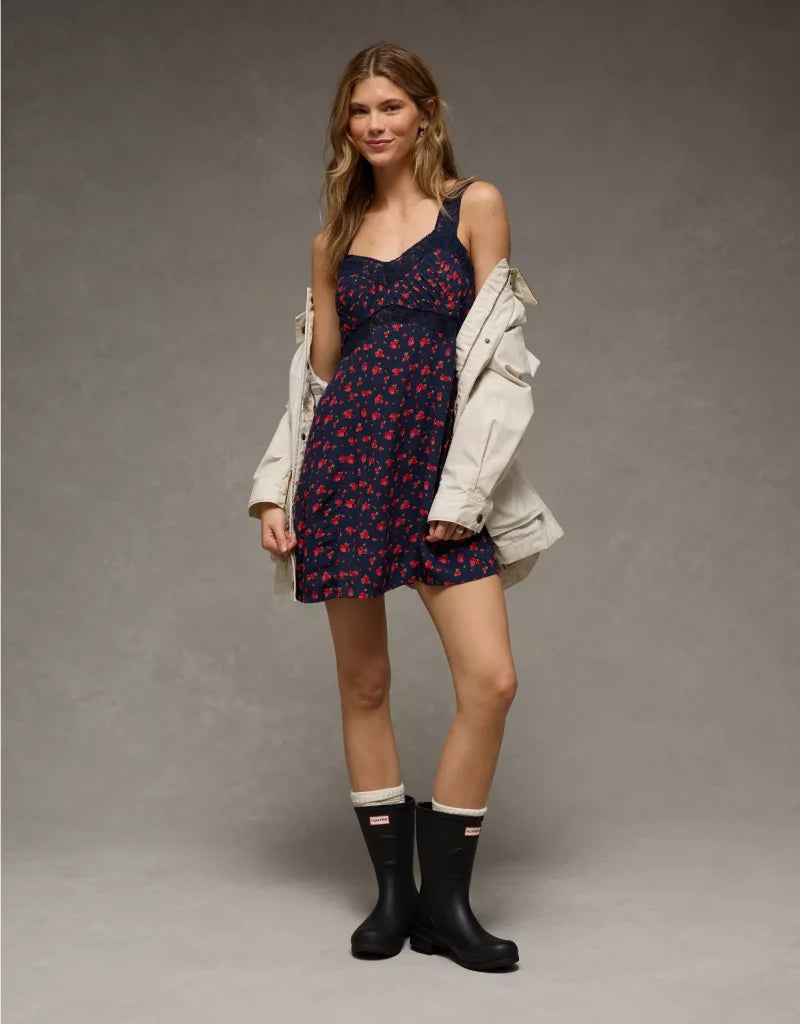American Eagle AE Lace Slip Mini Dress
