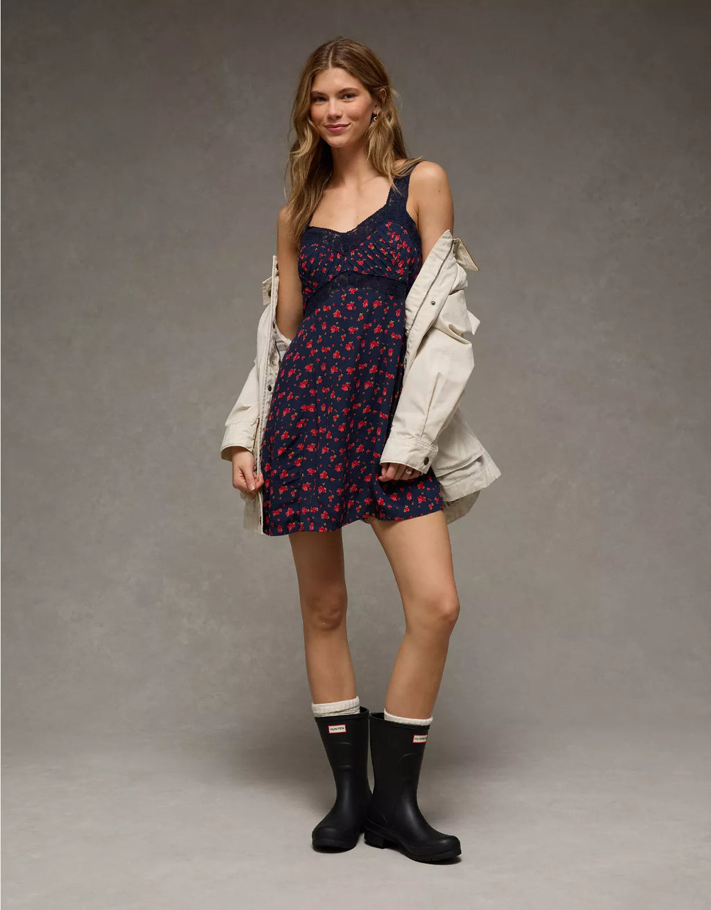 American Eagle AE Lace Slip Mini Dress