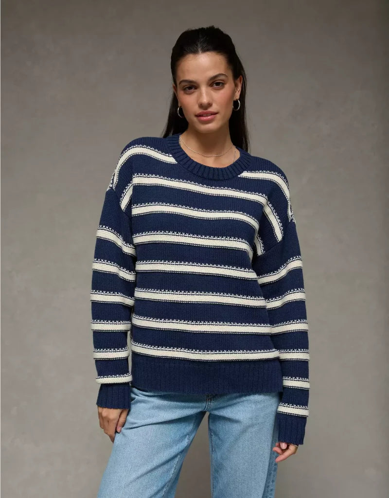 American Eagle AE Striped Crew Neck Sweater