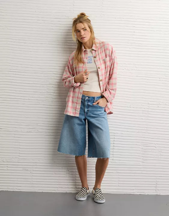 American Eagle AE Plaid Button-Down Shirt