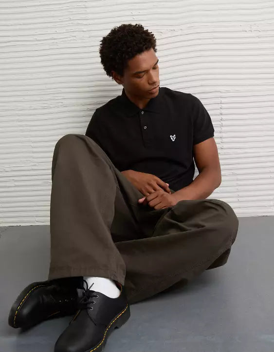 American Eagle AE Lived-In Slim Fit Pique Polo Shirt