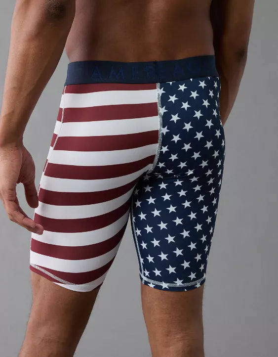 American Eagle AEO Men's USA Stars & Stripes 8″ Flex Boxer Brief