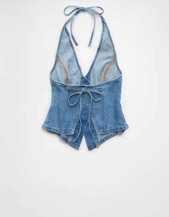 American Eagle AE Denim Halter Vest