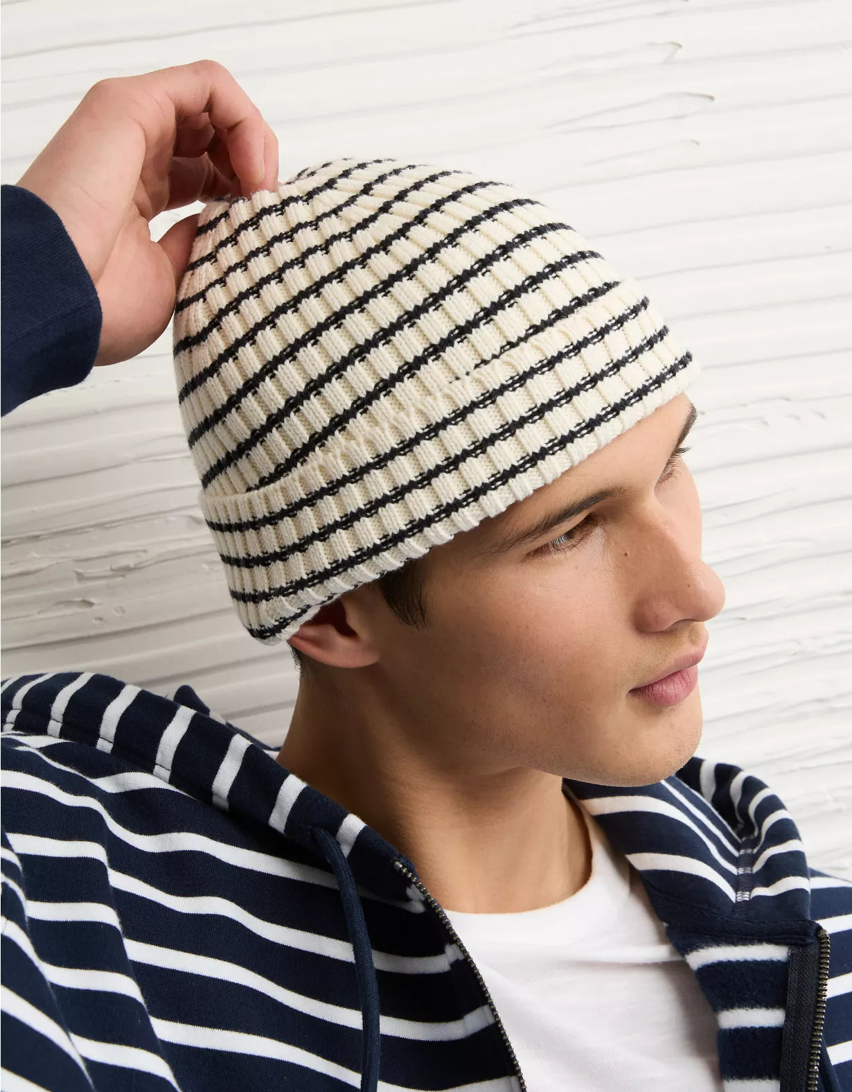 American Eagle AE Striped Ribbed Beanie
