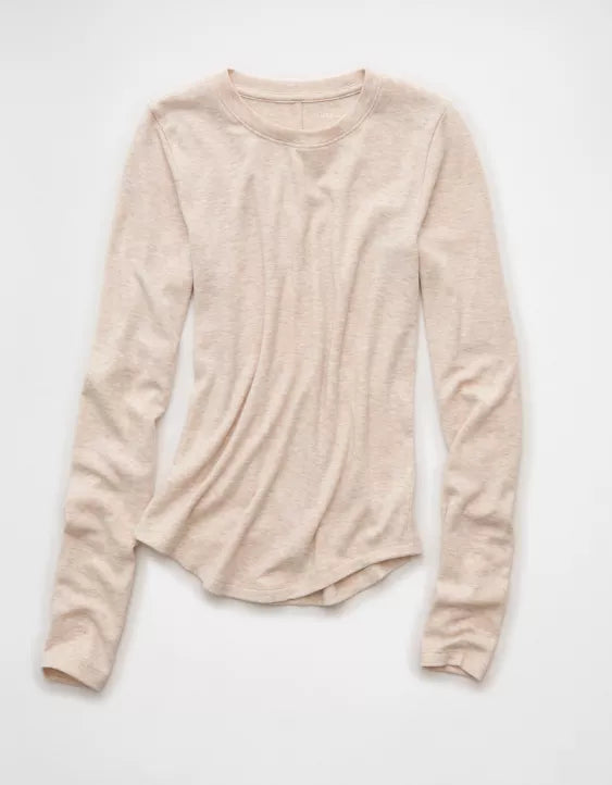 American Eagle AE Long Sleeve Cozy Crew Neck T-Shirt