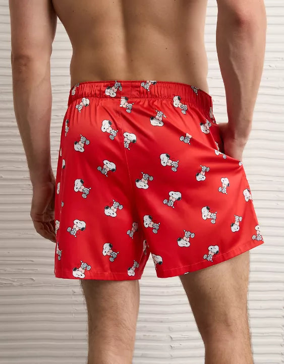 American Eagle AE Men's Snoopy Satin Pocket Boxer Short