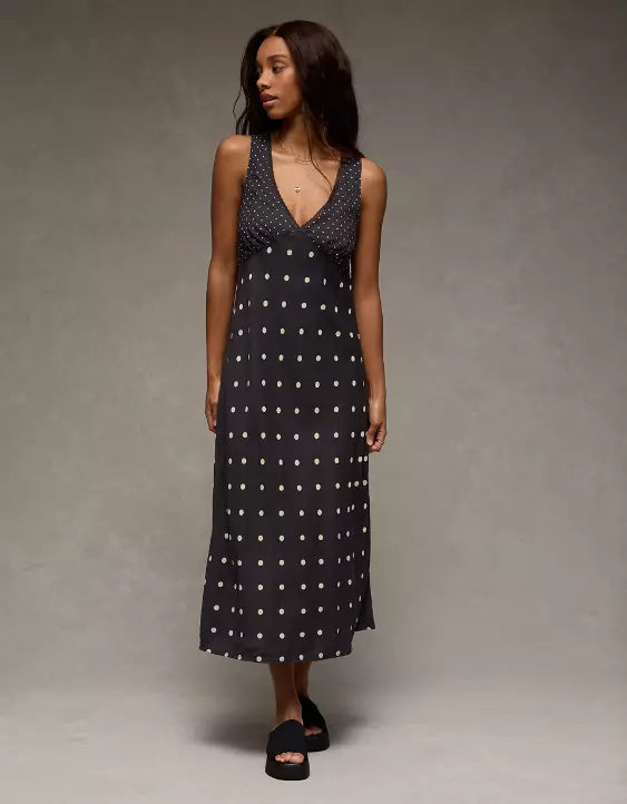 American Eagle AE V-Neck Slip Midi Dress